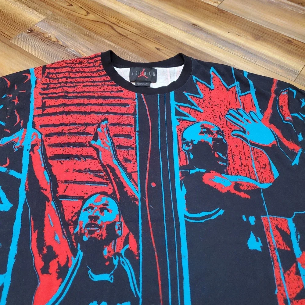 Jordan Michael Jordan All Over Print T-Shirt XXL Black Red Blue CJ6093-657
